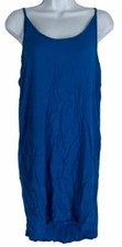 $150 Lanston Women's Blue Solid Sleeveless Scoop Neck Slip Dress Size XS
