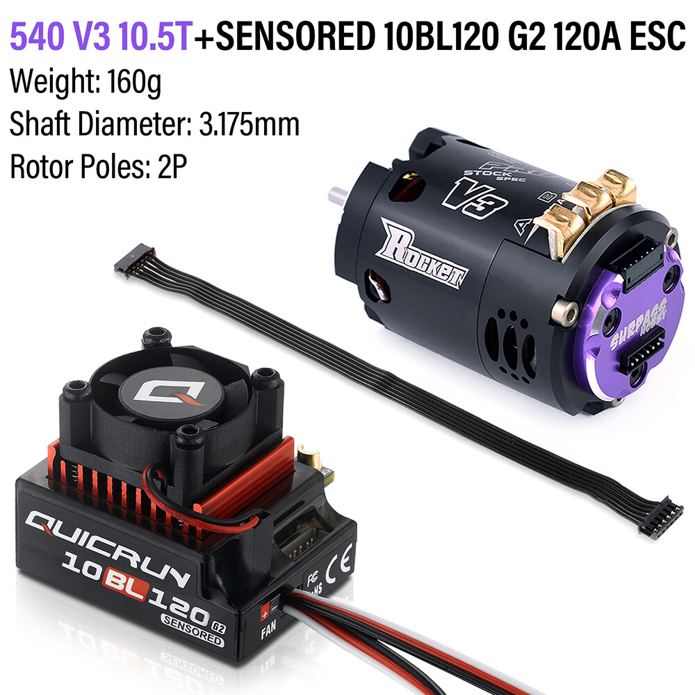 Hobbywing 10BL120 120A ESC 540 V3 Brushless Motor Combo for 