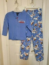 MUDD 2-PIECE PAJAMA SET BLUE WOMENS/JUNIORS PANTS SIZE SMALL TOP SIZE LARGE EUC