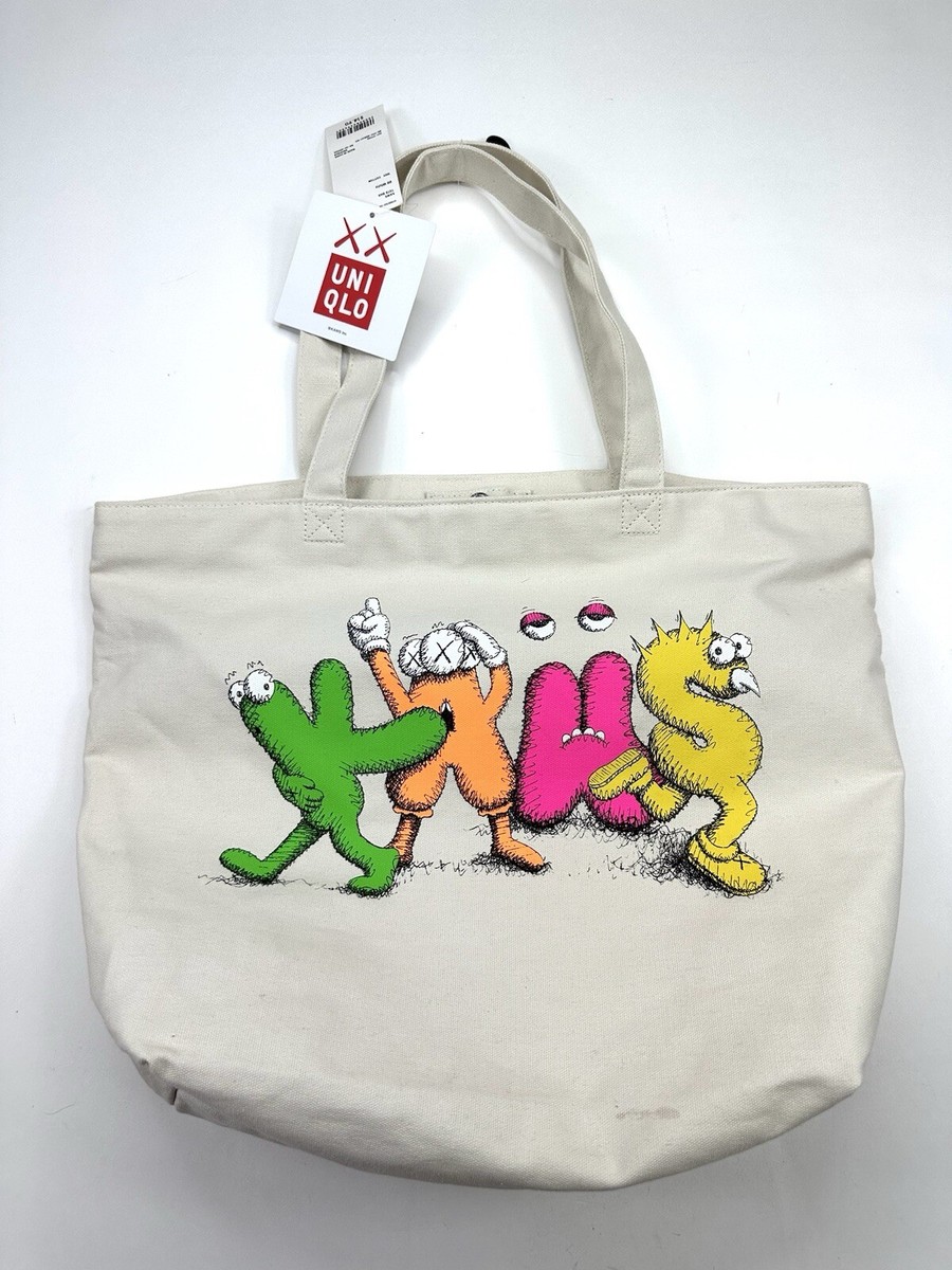 Uniqlo X KAWS SS16 Limited/Rare Canvas Tote Bag Graffiti White