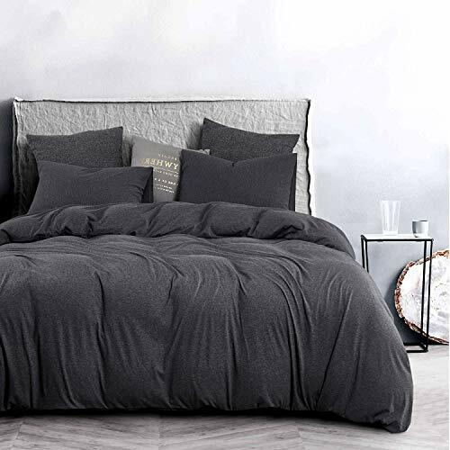 Wake In Cloud - Jersey Cotton Duvet Cover Set Dark Gray Grey Top Dyed Fabric   eBay