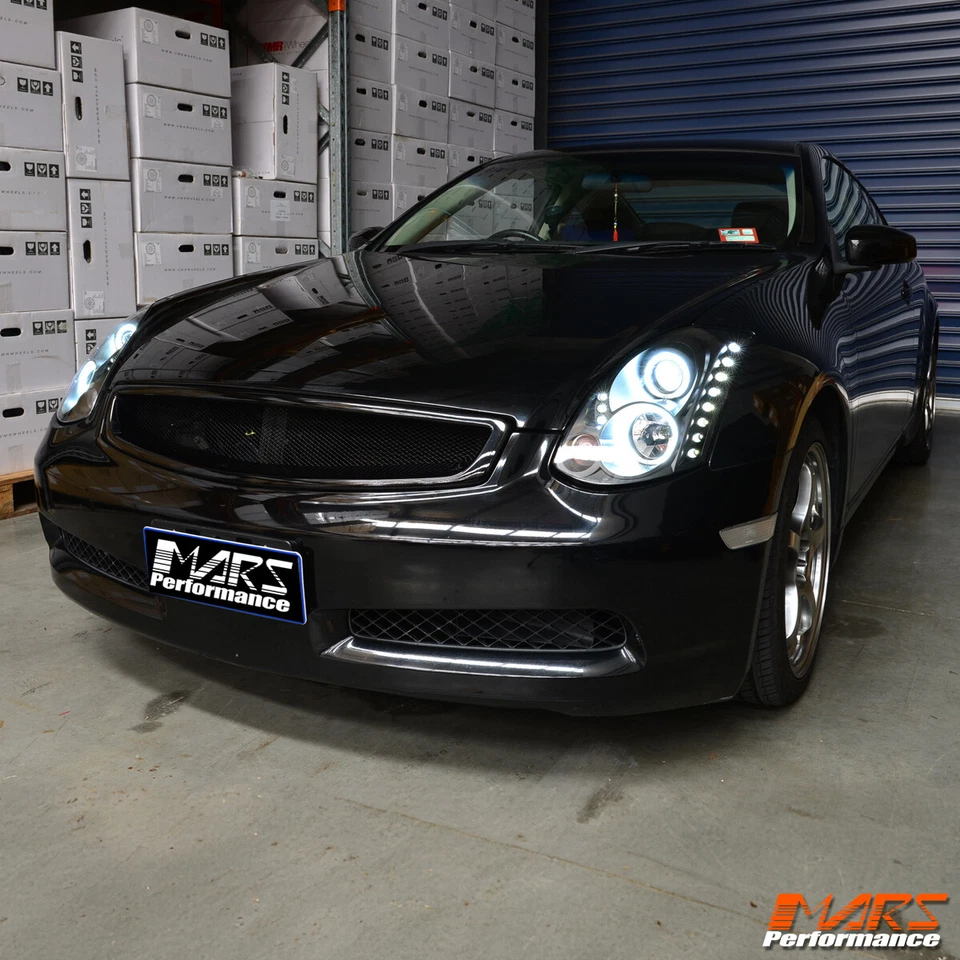 LED DRL & Halo Projector Head Lights for Nissan Infiniti Skyline G35 V35 Coupe - image 4 of 4