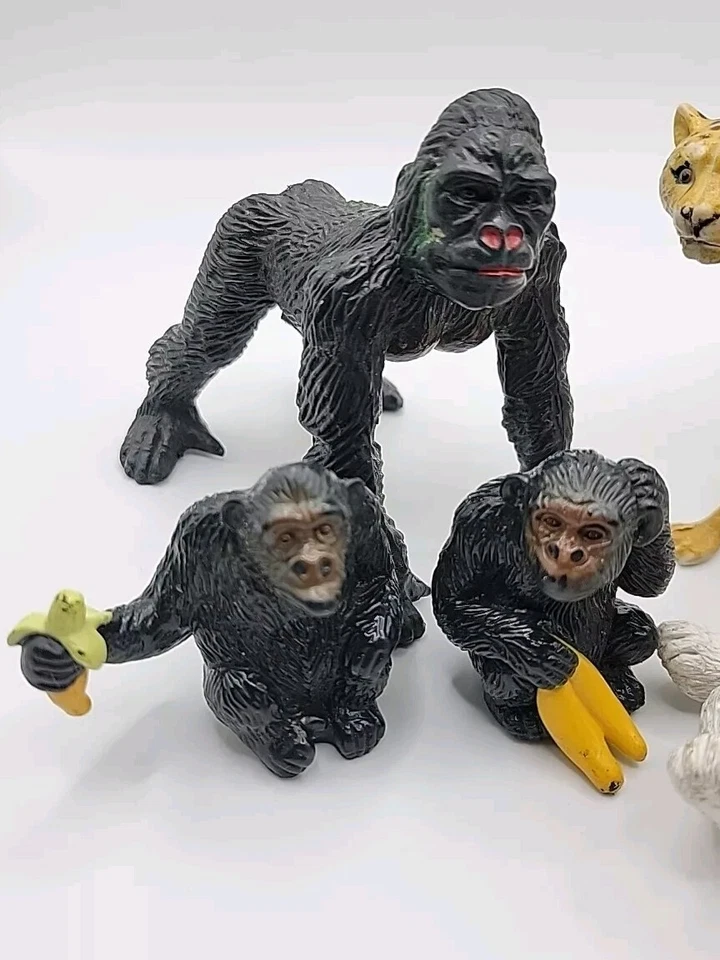 Zoo Safari Animal Lote De 6 Figuras Gato Simios Oso Educación Realista Aula Foto 2 de 4