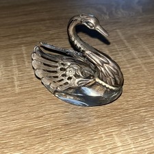 SCATOLA PORTAGIOIE SALE CIGNO VINTAGE ARTICOLATA ARGENTO 800 835 e CRISTALLO