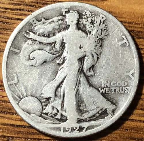 1927 S Walking Liberty Silver Half Dollar-Fine Quality Coin - FREE SHIPPING