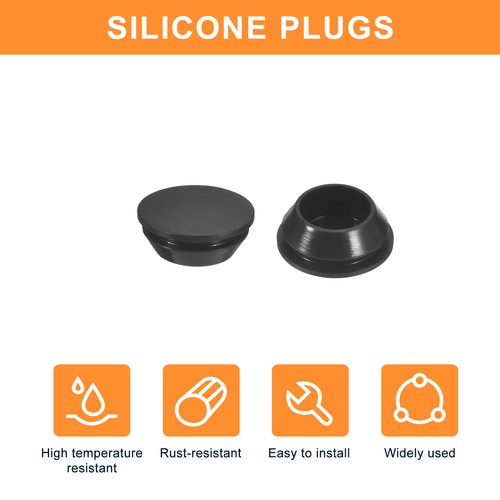 15Pcs Silicone Plugs Rubber Round Hole Plugs for 18-19mm Hole Black - Picture 4 of 6