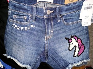 Abercrombie kids denim shorts 5/6 With Unicorn Patch