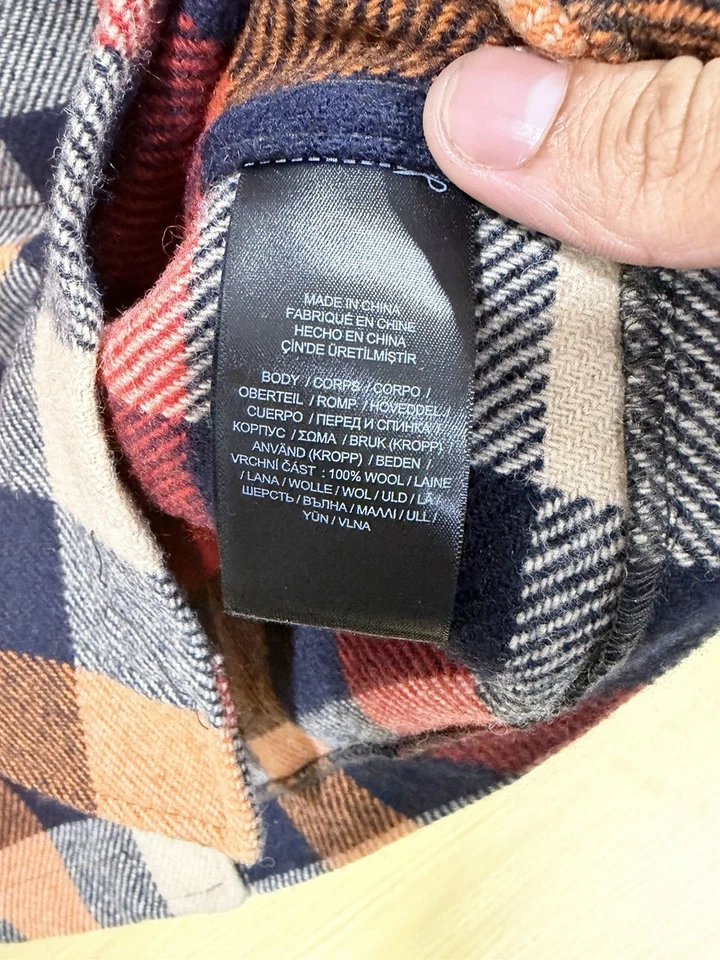 Chaqueta Camisa RRL Ralph Lauren 100% Lana Franela Talla: Mediana - Nueva con Etiquetas Minorista $445 Foto 4 de 4