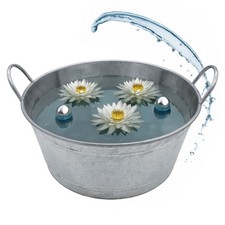 Metall Zink Wanne mit Griffen - 50 x 22 cm - Mini Garten Deko Zier Teich Becken