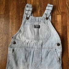 Vintage OshKosh B'Gosh Bib Vestbak Overalls Striped Railroad USA 5T
