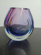 Vintage Murano Sommerso Centerpiece Heavy Glass Vase