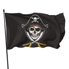Pirate Skull Flag 3x5 Ft with 2 Brass Grommets Large Banner Yard Outdoor Flag...