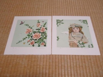 Authentic 1970s Ginza Old Path  Western painter Masakichi Kawa's ``Flowers and