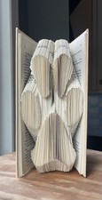 Handmade Folded Book Art  Paw Print    Upcycled Book Sculpture Decor Gift