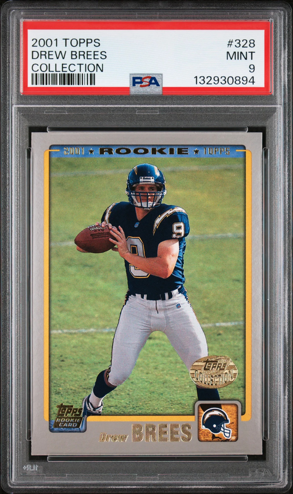 2001 Topps Drew Brees Collection Rookie #328 PSA 9 MINT Chargers