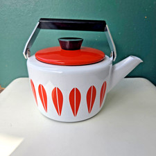 Cathrineholm Lotus Wasserkessel Emaille Orange Vintage Norwegen Grete Prytz MCM
