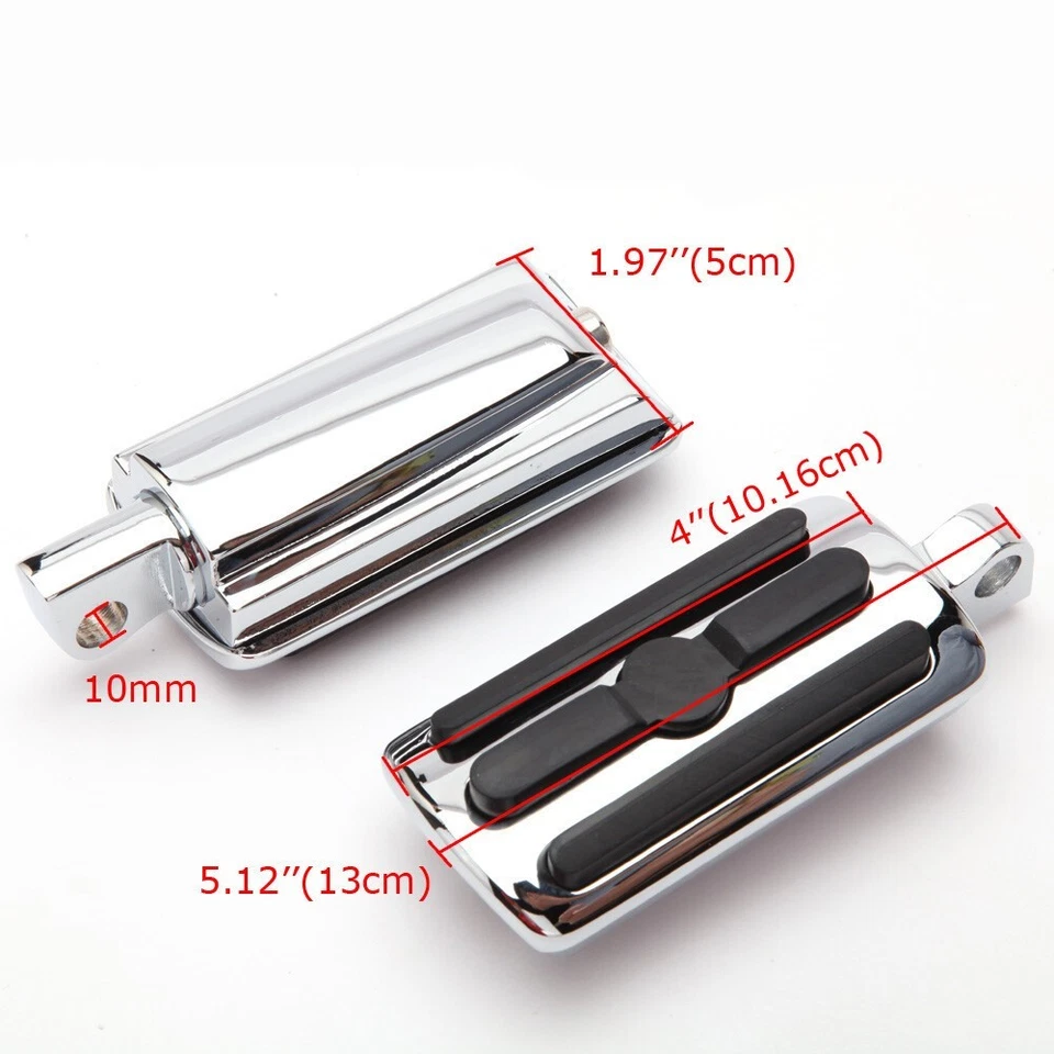 For Harley Davidson Dyna Motorcycle Rear Passenger Foot Pegs Pedal Pads Chrome - Image 4 of 4