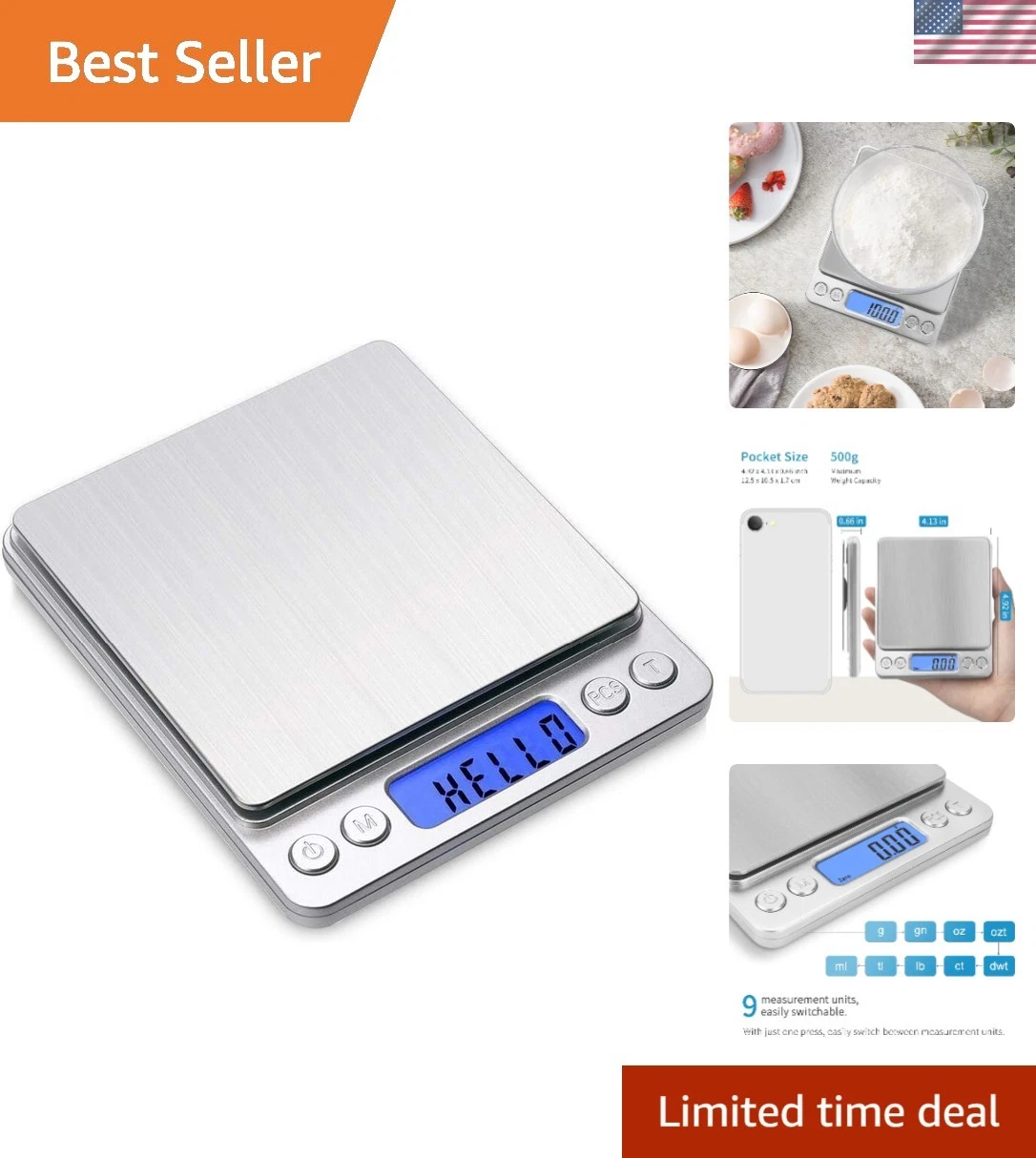 Multifunctional Pocket Scale 500g – Accurate, Compact, and Stylishly Silver