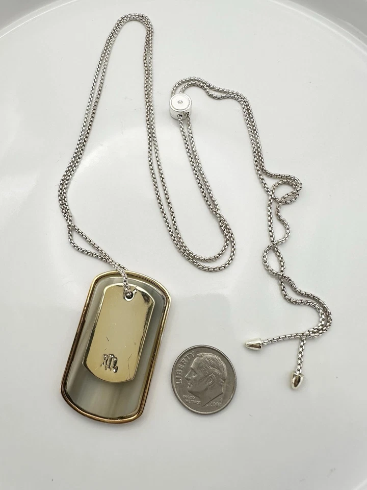 "Collar de cadena colgante con etiqueta de perro Ralph Lauren 35""" Foto 2 de 4