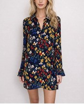 Tory Burch Livia Iris Garden Pleated dress Size S