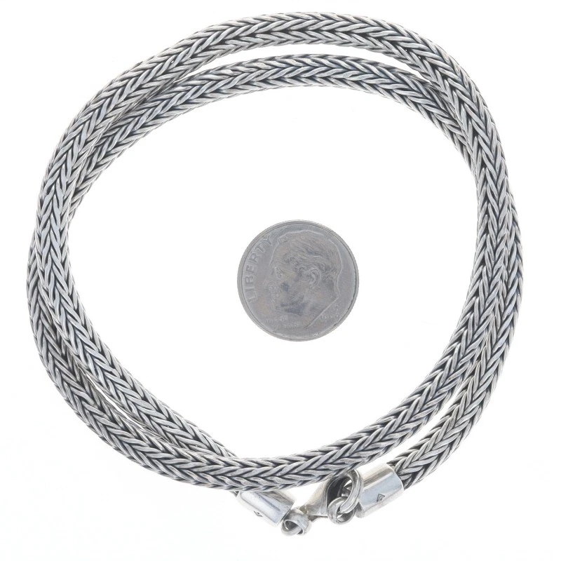 Silpada Woven Wheat Round Foxtail Chain Necklace 16 3/4" - Sterling Silver 925 - Image 3 of 4