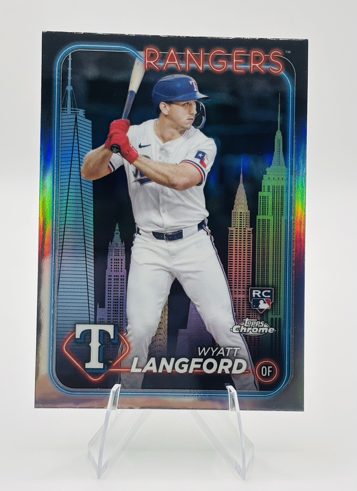 2024 Topps Chrome Wyatt Langford RC Big Apple Refractor SP #122 Rangers