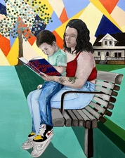 Original Oil Painting, 16x20 inches, Woman Reading 9, Portrait, Woman, Books.