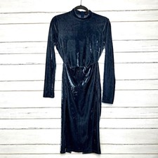 Pretty Little Thing Blue Long Sleeve Velvet Cutout Dress Size 12