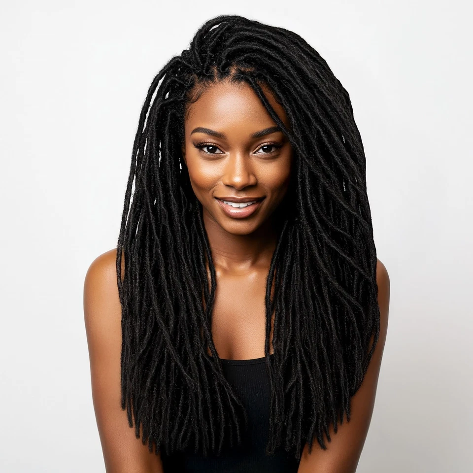 10 rizos texturizados interlocados cabello humano extensiones rastas, puntas romas, longitud: Foto 2 de 4