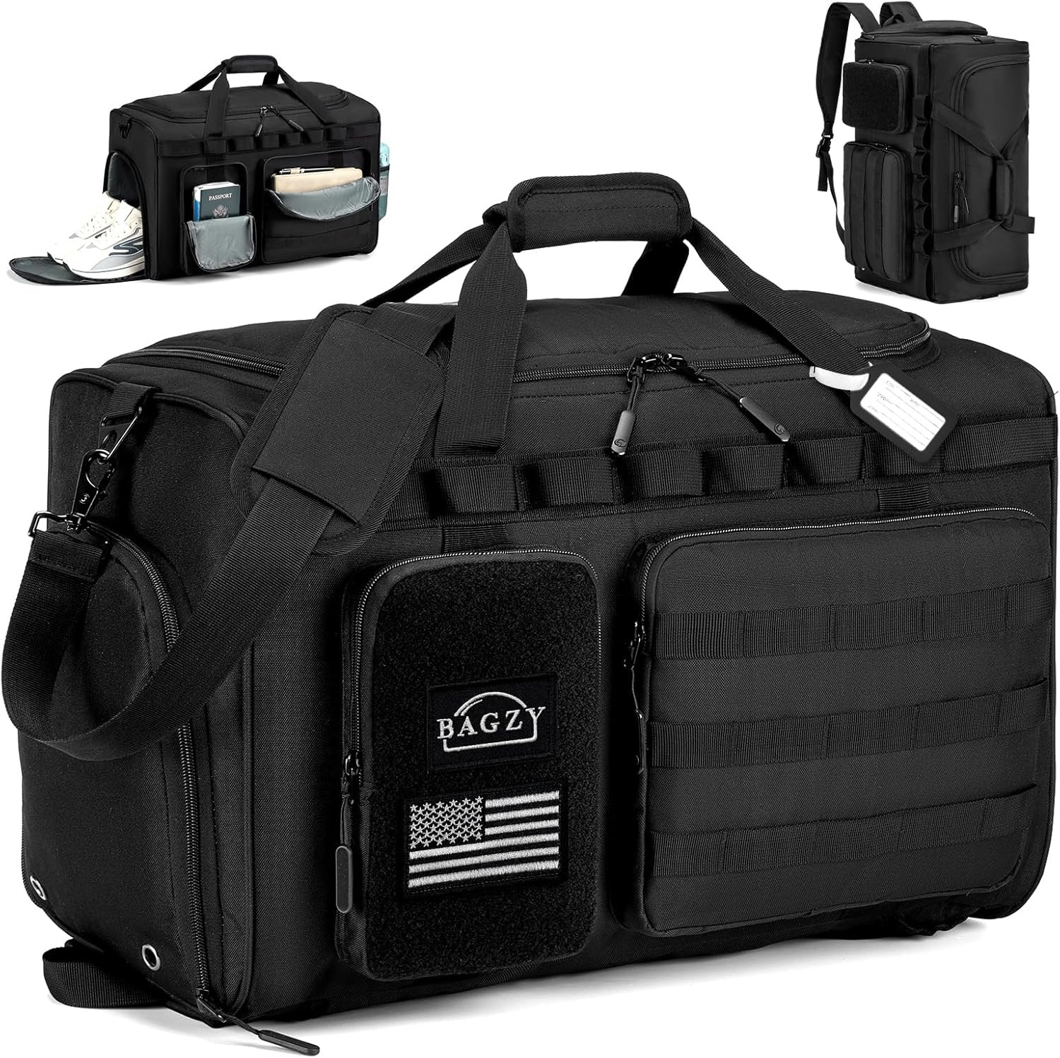Tactical Gym Bag for Men 50L Sports Duffel Bags 3 in 1 Travel Duffel Bag with Sh