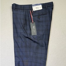 Tommy Hilfiger Men's Modern-Fit Stretch Dress Fall Pants - Blue Plaid 32x32 $95