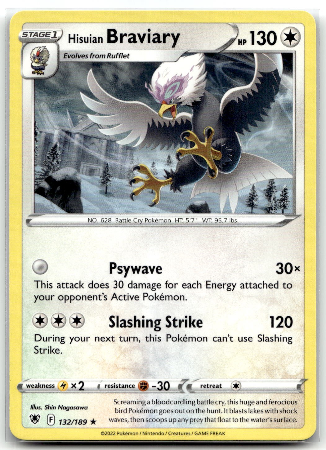Hisuian Braviary 132/189 SWSH10: Astral Radiance Rare Pokemon TCG NM