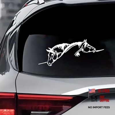 Silver Vinyl Window Bumper Sticker Decal for Double Horse Cars - 7.87x2.36 Inch