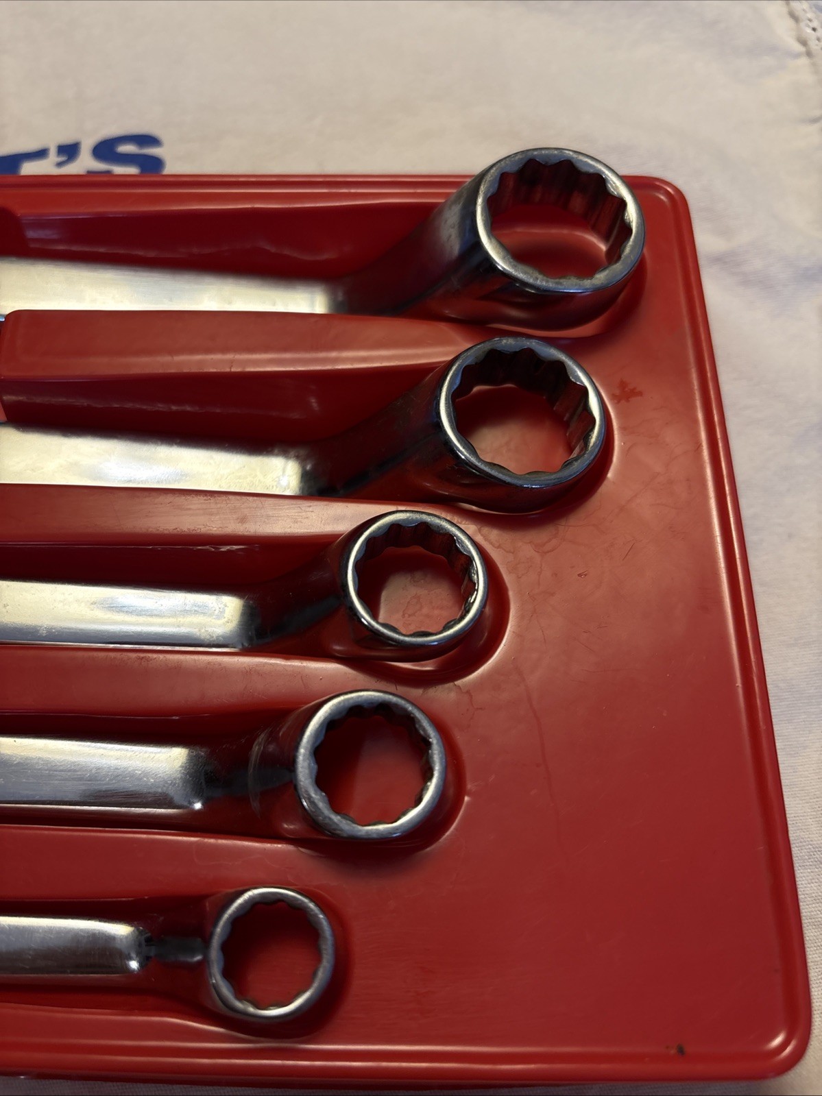 Snap-on 5pc 3/8" - 7/8" SAE 12-Point Flank Drive 60° Deep Offset Box Wrench Set