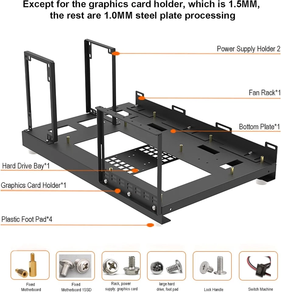 W01 DIY Portable Test Bench Open Air PC Frame Fits X79 X99 Mobo ATX MATX ITX - Image 4 of 4