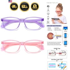 Kids Blue Light Blocking Glasses 2 Pack, Anti Eyestrain UV Protection, Comp...