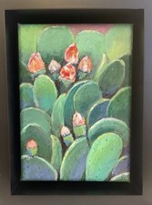 Prickly Pear In Bloom Original Southwest Desert Painting 5x7 Prickly Pear In Bloom Original Southwest Desert Painting 5x7