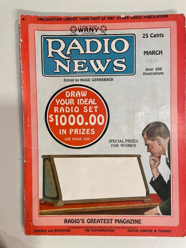 Radio News Wireless magazine March 1926 vacuum tube breadboard Gernsback