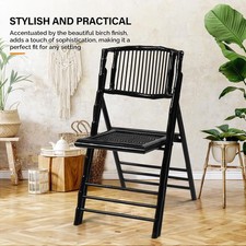 Set of 4 Wooden Folding Chairs Portable Comfortable Seat In/Outdoor Porch Party