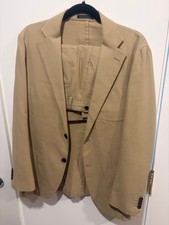 Suitsupply Jort Tan Cotton Suit 40R Slim Single Breasted Jacket + Trousers