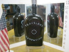 *MAGNIFICENT* GXIV-1 ROOT BEER COLOR ~TRAVELERS COMPANION 1 QT. HISTORICAL FLASK