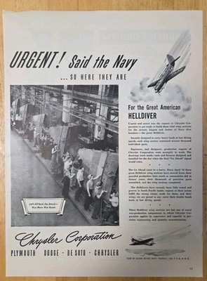 1944 Ad - Chrysler - URGENT! Said The Navy...So Here They Are-For The Helldiver