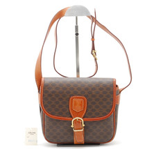 Borsa CELINE Macadam tracolla pelle PVC vintage marrone autentica #1227