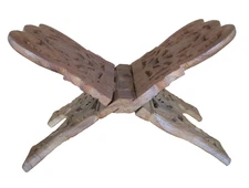 Hand Carved Ornate Folding Wooden Bible Book Holder Scrolled India