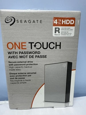 Seagate One Touch with Password Portable Festplatte 4TB Silber Grey Neu HDD USB