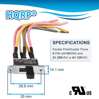 6-Pin Slide Reverse Switch Compatible with Hunter, Hampton Bay, Harbor Breeze...