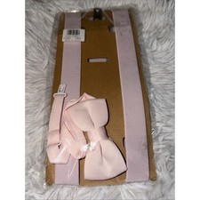 Light Pink Bow Tie and Suspenders Set Y-Back Adjustable Formal Wedding