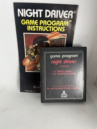 Night Driver (Atari 2600, 1978) Authentic Cartridge & Manual UNTESTED