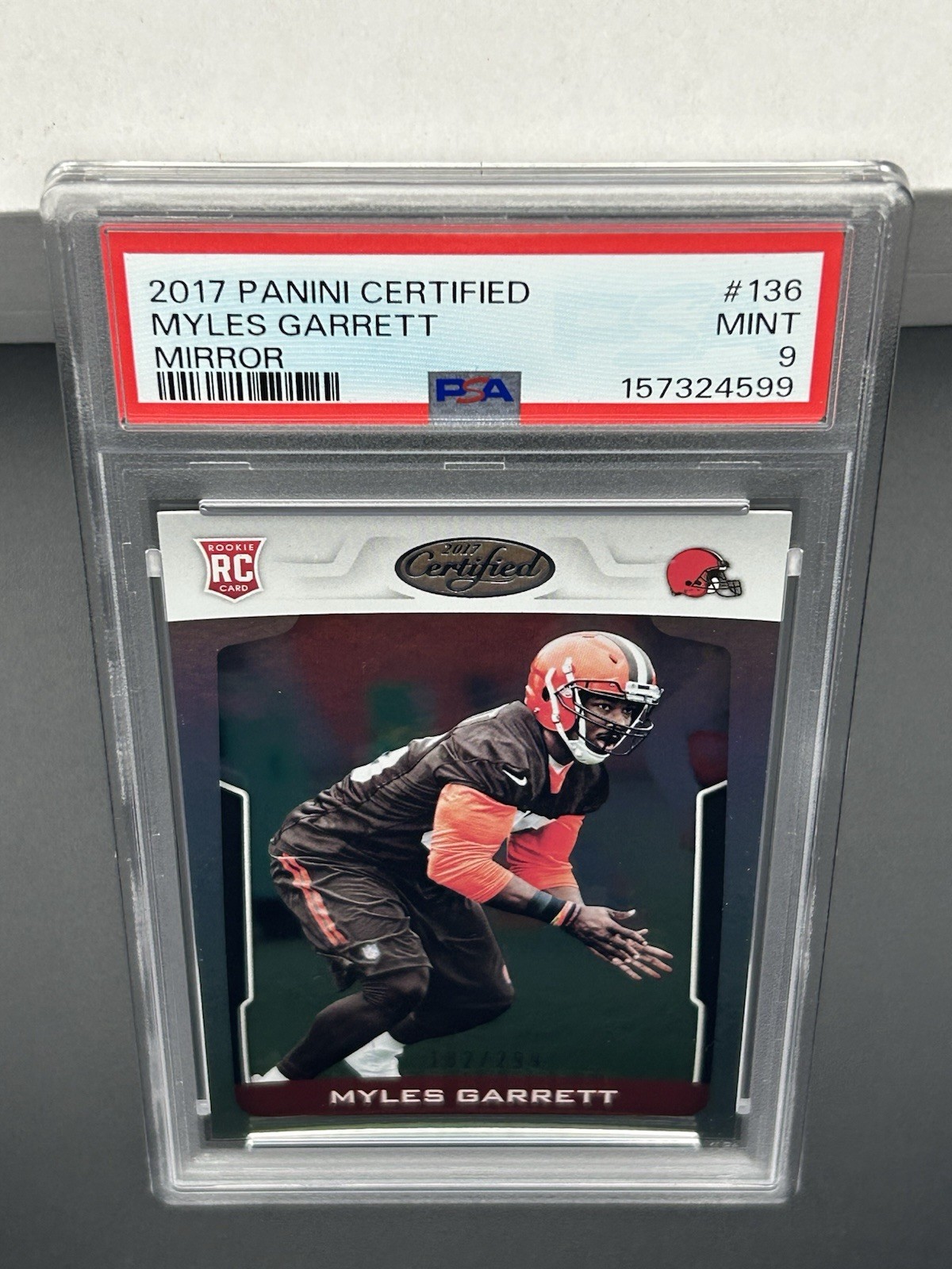 Panini Certified 2017 Rookies Myles Garrett Mirror #136 /299 PSA 9