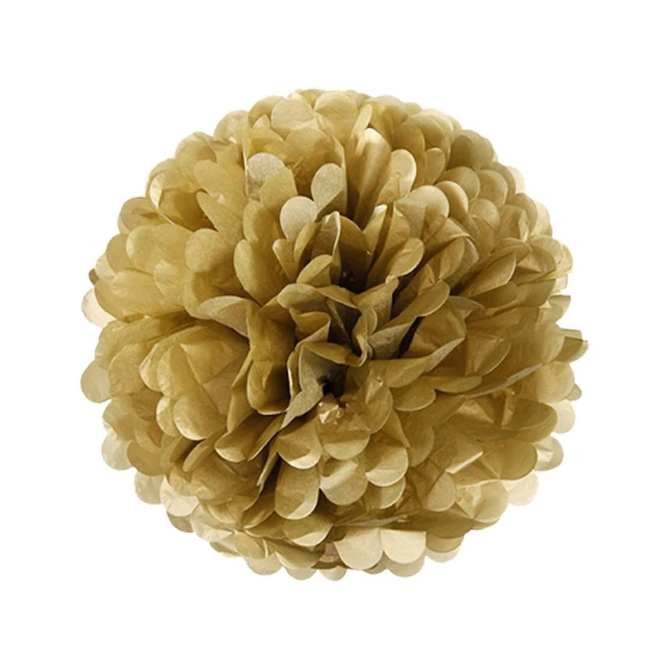 5pcs 8" Gold Tissue Paper Pom Pom Flower Ball - Image 3 of 4